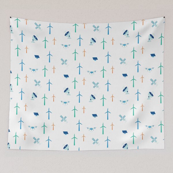 Item preview, Renewable Energy Wind Turbines Solar Panels Drones Seamless Pattern designed and sold by ElenMart.