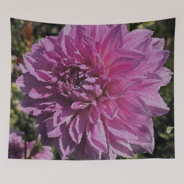 Item preview, Stained Glass Red Dahlia Flower Art designed and sold by ZorianArt.
