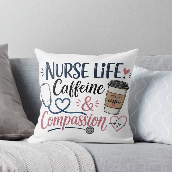 Item preview, Nurse Life Caffeine and Compassion Black and White Shirt, Vintage Line Art Stethoscope Design designed and sold by VibeTherapyArt.