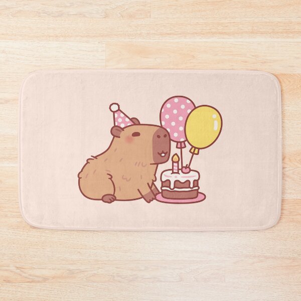 Item preview, Cute Capybara with Birthday Cake and Balloons designed and sold by rustydoodle.