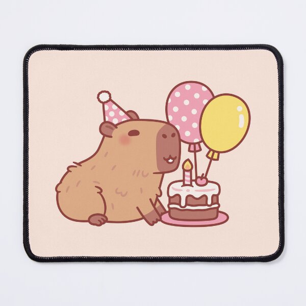 Item preview, Cute Capybara with Birthday Cake and Balloons designed and sold by rustydoodle.