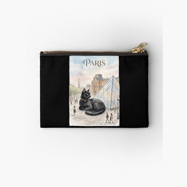 Item preview, Parisian Black Cat Louvre Eiffel Watercolor Art designed and sold by SoyLamderma.