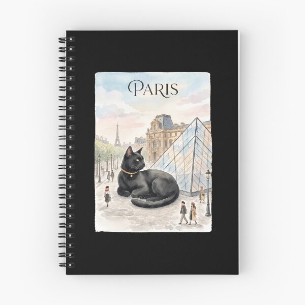 Item preview, Parisian Black Cat Louvre Eiffel Watercolor Art designed and sold by SoyLamderma.