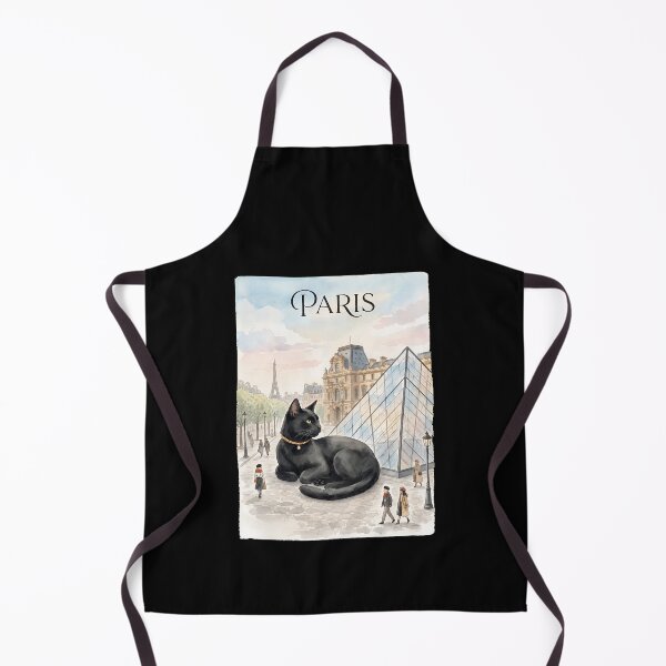 Item preview, Parisian Black Cat Louvre Eiffel Watercolor Art designed and sold by SoyLamderma.