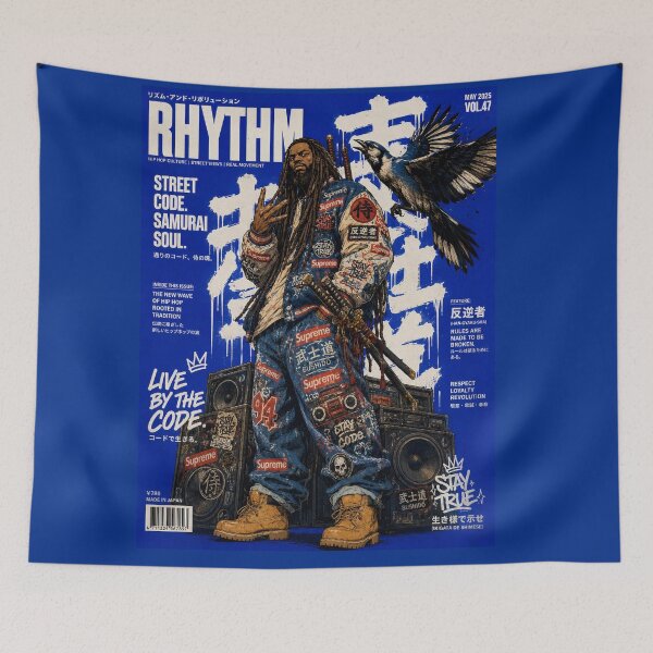 Item preview, Hip Hop Bushido Magazine Cover Blue Jay Bird Speakers Samurai Art designed and sold by BRTHRCNK01.