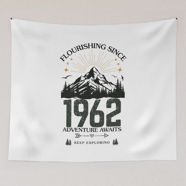 Item preview, 1962 Flourishing Since Mountain Adventure Birthday Design designed and sold by FlareCraftStudio.