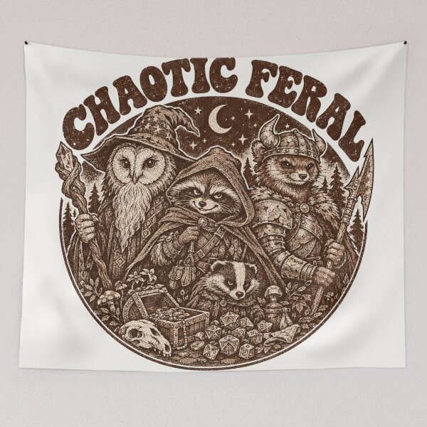 Item preview, Chaotic Feral Woodland Party Fantasy Adventurers Vintage Art TTRPG Meme designed and sold by Yellowriversss.