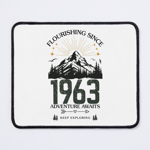 Item preview, 1963 Flourishing Since Mountain Adventure Birthday Design designed and sold by FlareCraftStudio.
