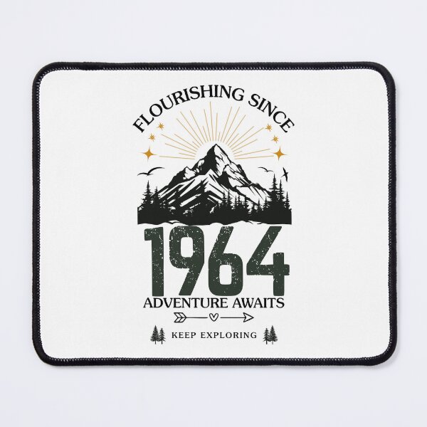 Item preview, 1964 Flourishing Since Mountain Adventure Birthday Design designed and sold by FlareCraftStudio.
