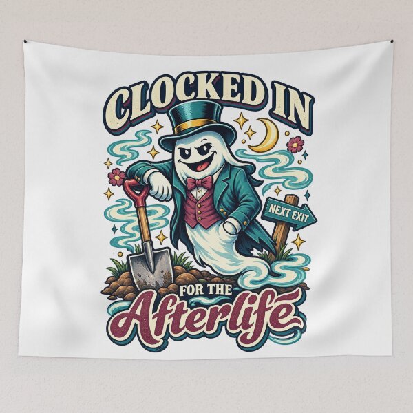 Item preview, Clocked In For The Afterlife Ghost Graveyard Humor designed and sold by inkoutninja.