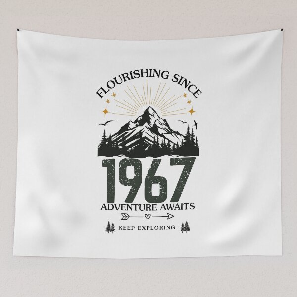 Item preview, 1967 Flourishing Since Mountain Adventure Birthday Design designed and sold by FlareCraftStudio.