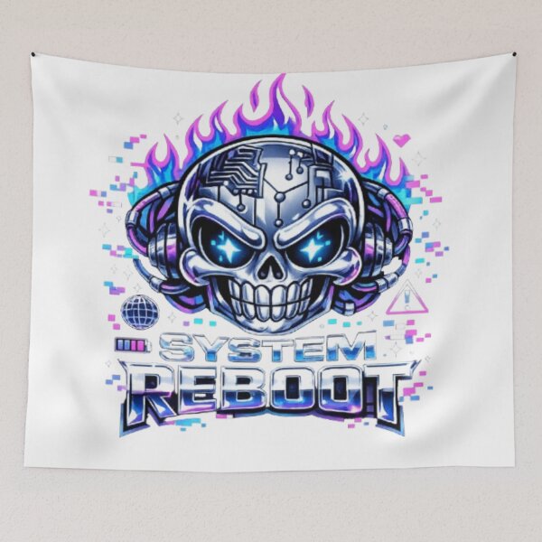 Item preview, System Reboot Cyber Skull Y2K Techcore Graphic designed and sold by EssentialsWear.