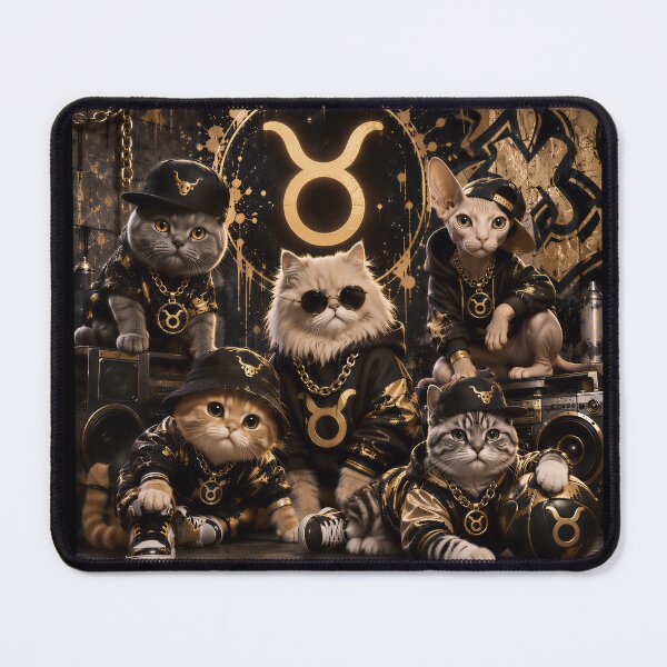 Item preview, Taurus Cats Squad Gold Hip Hop Streetwear designed and sold by Soluna Studio.
