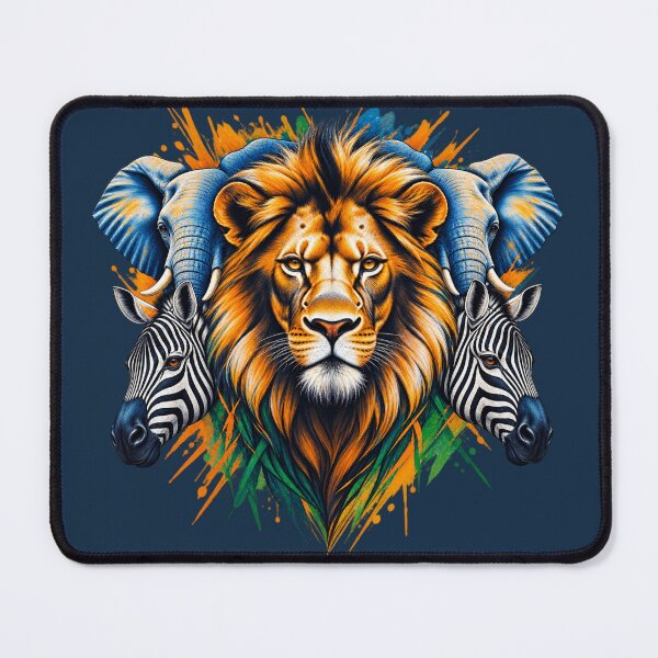 Item preview, African Wildlife Spirit Animal Art – Lion, Elephant & Zebra Tribal Illustration designed and sold by 'VARI'.