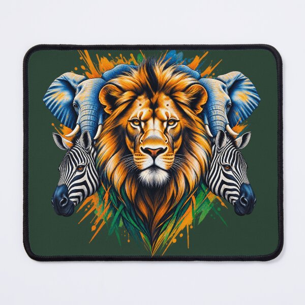 Item preview, African Wildlife Spirit Animal Art – Lion, Elephant & Zebra Tribal Illustration designed and sold by 'VARI'.