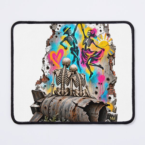 Item preview, Skeleton Couple Watching Graffiti Dancers designed and sold by Qenlo.