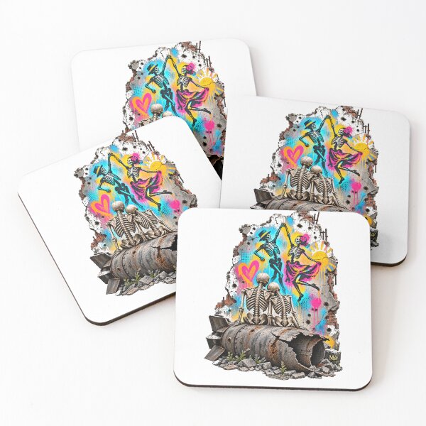 Item preview, Skeleton Couple Watching Graffiti Dancers designed and sold by Qenlo.