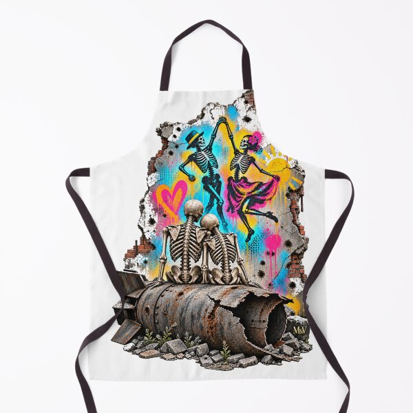 Item preview, Skeleton Couple Watching Graffiti Dancers designed and sold by Qenlo.