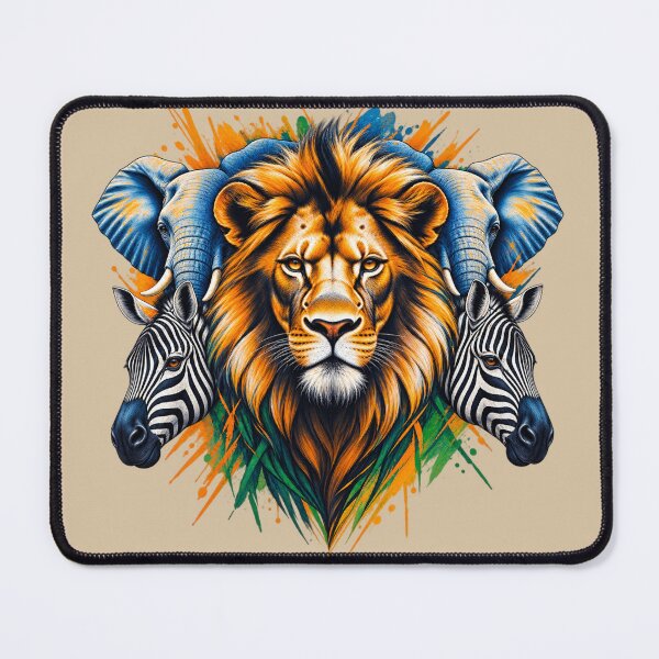 Item preview, African Wildlife Spirit Animal Art – Lion, Elephant & Zebra Tribal Illustration designed and sold by 'VARI'.