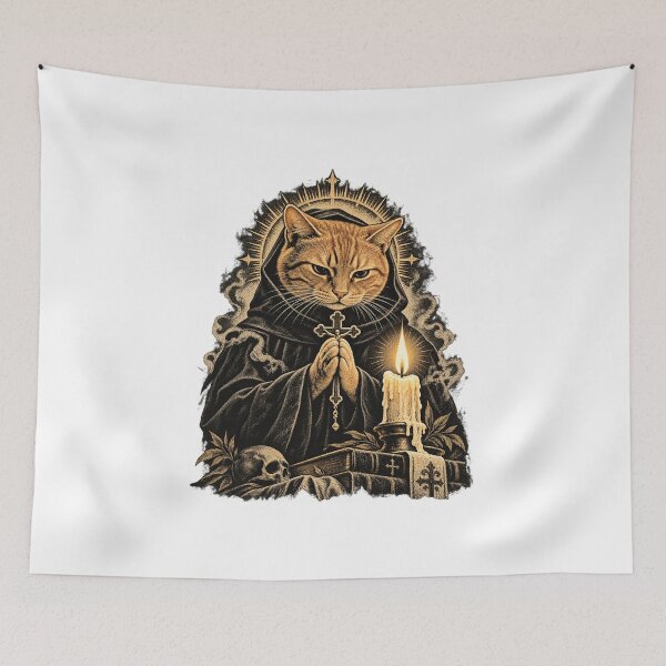 Item preview, Praying Cat Monk Vintage Gothic Dark Academia Design designed and sold by PaulaRyan1.