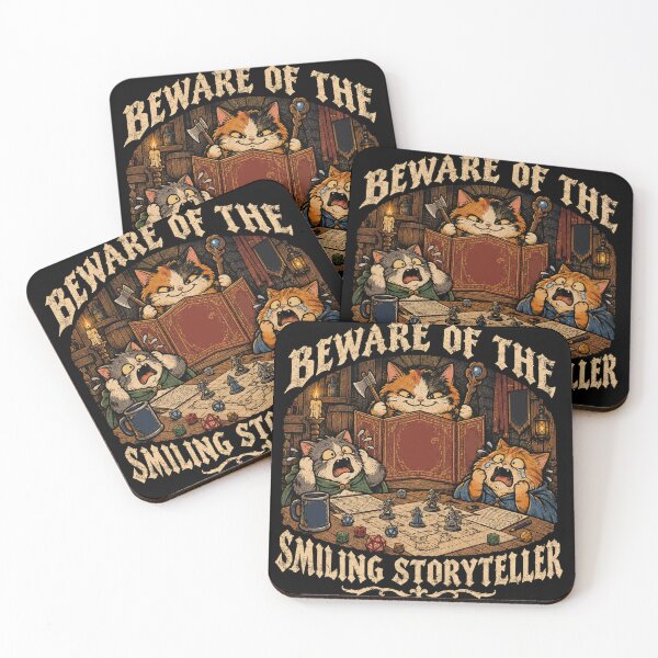 Item preview, Beware Of The Smiling Storyteller Cats Tabletop Art TTRPG Humor designed and sold by Yellowriversss.