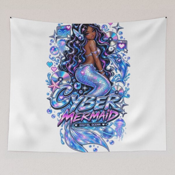 Item preview, Cyber Mermaid Digital Ocean Y2K Fantasy Techcore Design designed and sold by EssentialsWear.