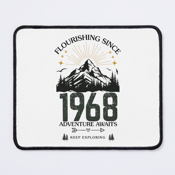 Item preview, 1968 Flourishing Since Mountain Adventure Birthday Design designed and sold by FlareCraftStudio.