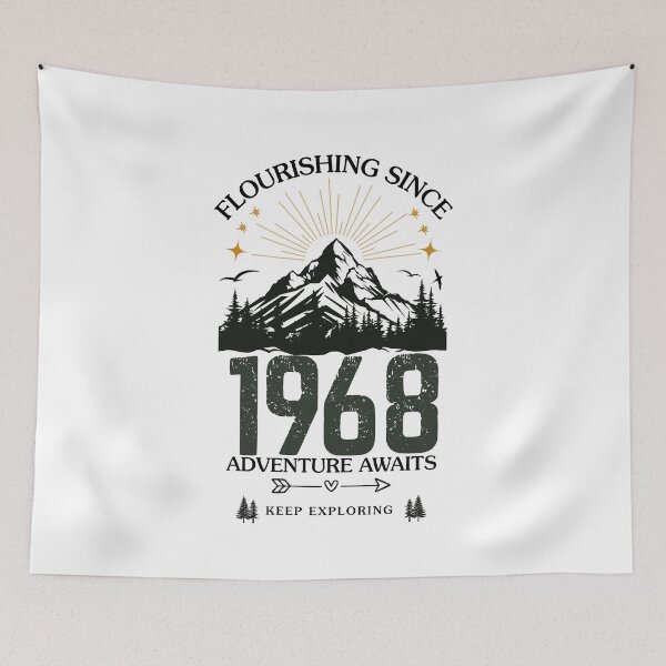 Item preview, 1968 Flourishing Since Mountain Adventure Birthday Design designed and sold by FlareCraftStudio.