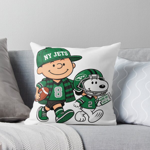 Aperçu de l'œuvre Les Jets de New York, Charlie Brown et Snoopy, match de football américain créée et vendue par GrimVibeArts.