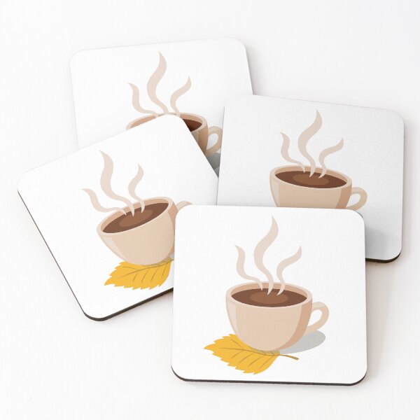 Item preview, Cozy Autumn Coffee Cup with Steaming Hot Drink and Fall Leaf Vector Art designed and sold by ElenMart.