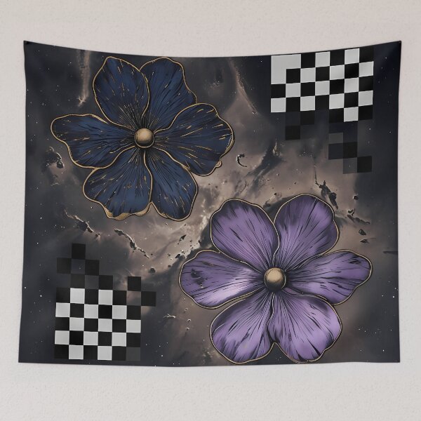 Item preview, Dark Celestial Botanical Blooms - Cosmic Gold Floral Pattern designed and sold by UniqueDesign751.