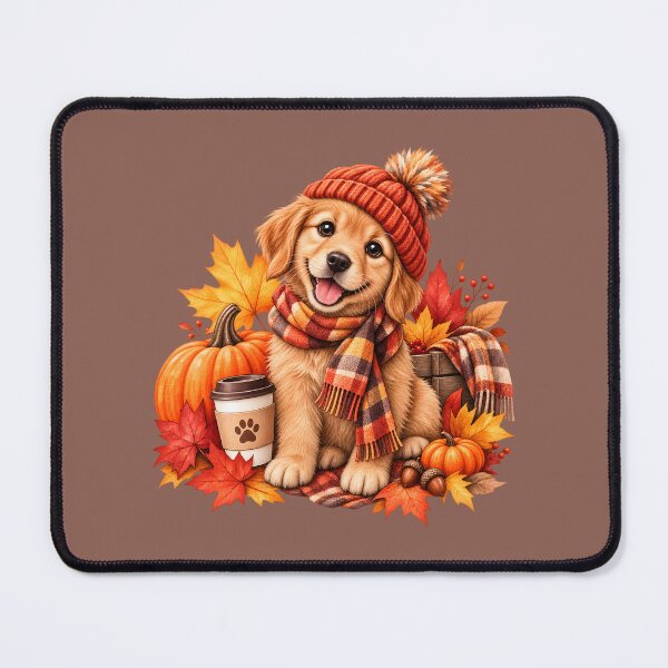 Item preview, Cozy Autumn Golden Retriever Puppy designed and sold by blankTeeShirt.