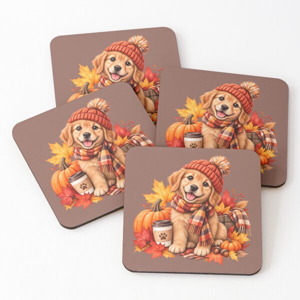 Item preview, Cozy Autumn Golden Retriever Puppy designed and sold by blankTeeShirt.