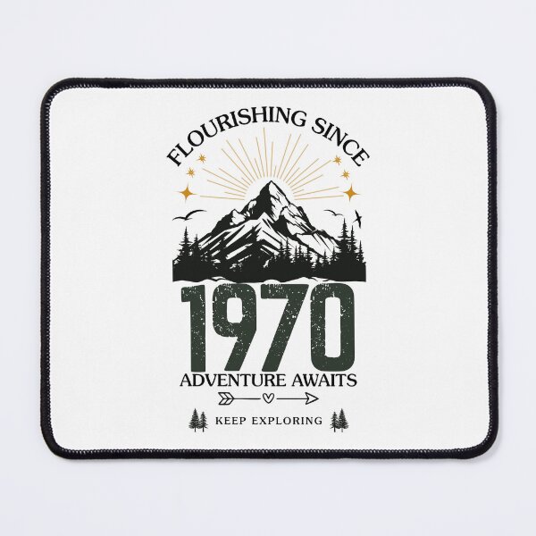 Item preview, 1970 Flourishing Since Mountain Adventure Birthday Design designed and sold by FlareCraftStudio.