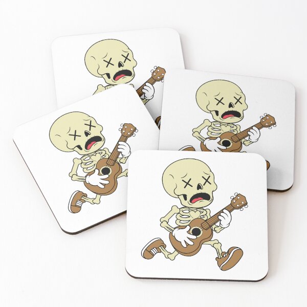 Item preview, Funny Running Skeleton Playing Guitar Cartoon Vector designed and sold by Rupesh-Art26.