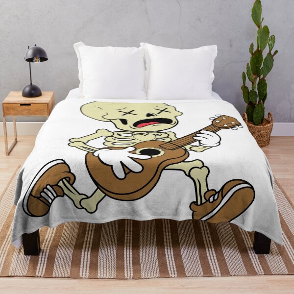 Item preview, Funny Running Skeleton Playing Guitar Cartoon Vector designed and sold by Rupesh-Art26.