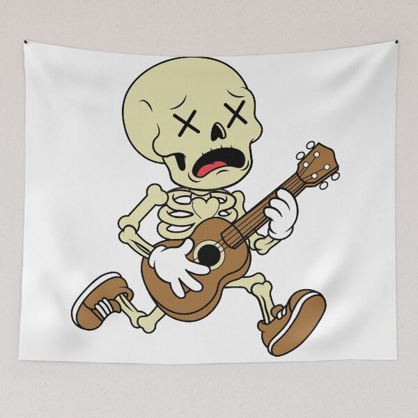 Item preview, Funny Running Skeleton Playing Guitar Cartoon Vector designed and sold by Rupesh-Art26.
