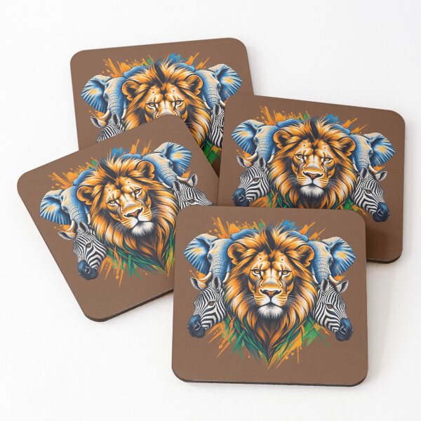 Item preview, African Wildlife Spirit Animal Art – Lion, Elephant & Zebra Tribal Illustration designed and sold by 'VARI'.