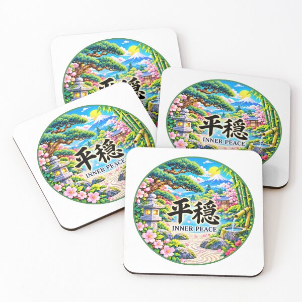 Item preview, Japanese Inner Peace Kanji Art – Mount Fuji, Pine & Bamboo – Pop Edition designed and sold by  Miyabi Tonaegoto Art.