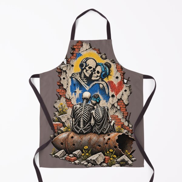 Item preview, Skeleton Couple Contemplating a Love Mural designed and sold by Qenlo.