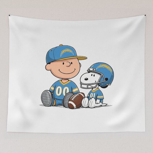 Item preview, Snoopy And Charlie Brown Los Angeles Chargers Football Fan designed and sold by DamianRoy88.