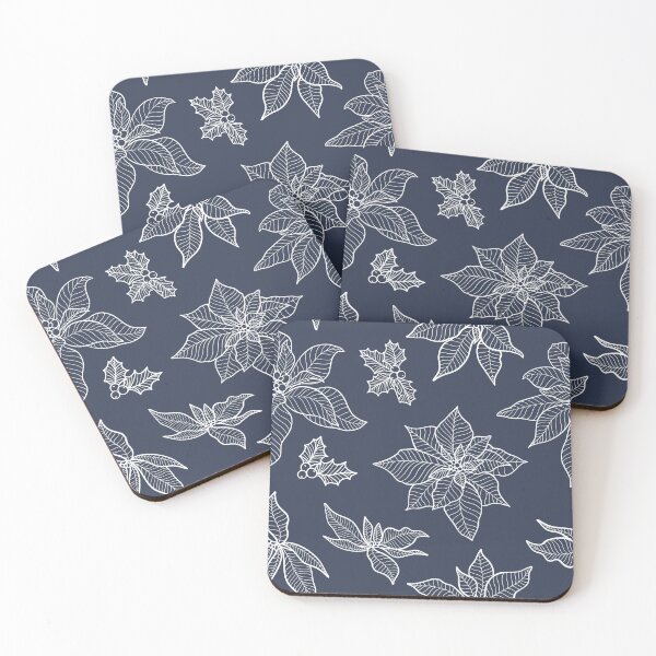 Item preview, Elegant Winter Poinsettia Holly Botanical Line Art Pattern designed and sold by Jennifer Creations.