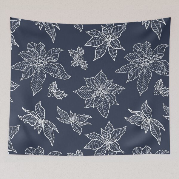 Item preview, Elegant Winter Poinsettia Holly Botanical Line Art Pattern designed and sold by Jennifer Creations.