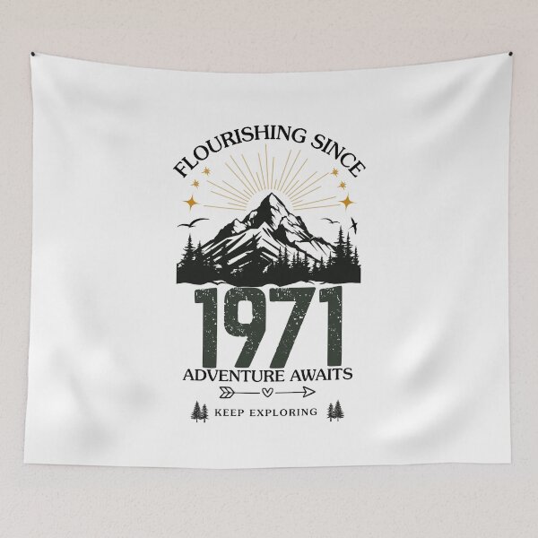 Item preview, 1971 Flourishing Since Mountain Adventure Birthday Design designed and sold by FlareCraftStudio.