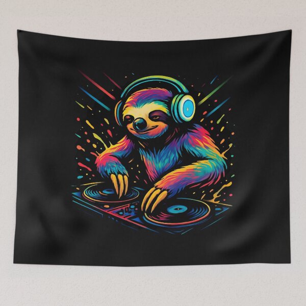 Item preview, DJ Sloth Music Lover Funny Animal Turntable SLOTH DJ Slow sloth on the Vinyl designed and sold by Genius Geek.