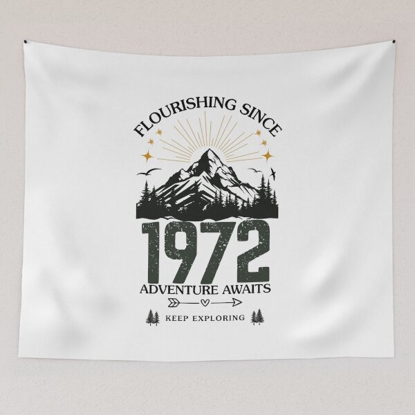 Item preview, 1972 Flourishing Since Mountain Adventure Birthday Design designed and sold by FlareCraftStudio.