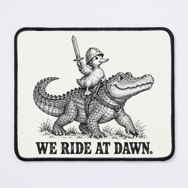 Item preview, We Ride At Dawn Duck Knight Alligator Vintage Art TTRPG Meme designed and sold by Yellowriversss.