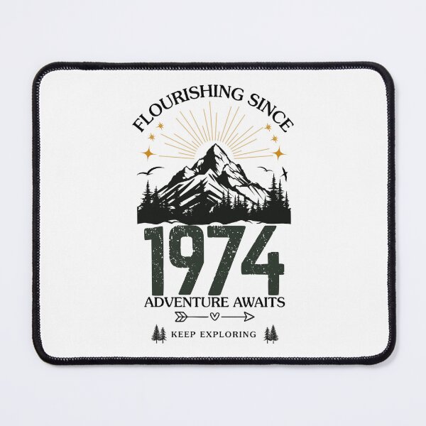 Item preview, 1974 Flourishing Since Mountain Adventure Birthday Design designed and sold by FlareCraftStudio.