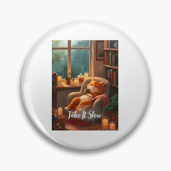 Item preview, Cozy Cat Reading by Fireplace "Take It Slow" designed and sold by GiaoCalonas.