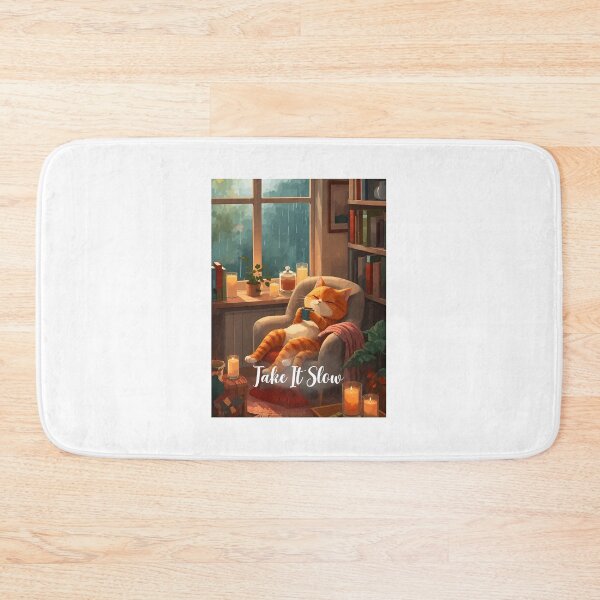 Item preview, Cozy Cat Reading by Fireplace "Take It Slow" designed and sold by GiaoCalonas.